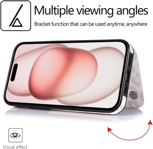 uCOLOR Compatible with iPhone 15 Plus 6.7" Wallet Case with Card Holder Slot Folio Flip PU Leather Kickstand Double Magnetic Clasp and RFID Blocki...