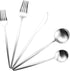 Silver Flatware, Royal 5 Piece Luxury Matte Finish 18/10 Stainless Steel Tableware Sets for 1 Including Forks Spoons Knives, Camping Silverware Tr...