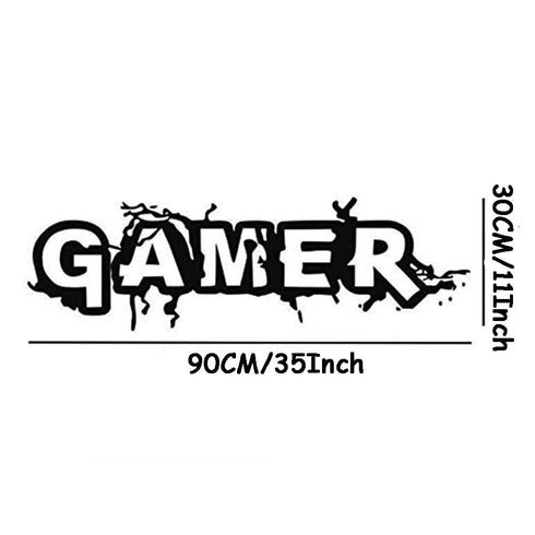 Gamer Wall Decal Vinyl Decal Art Design Stickers for Home Playroom Bedroom Game Boys Room Game Center Internet Bar(Gamer, 35" W x 11" H)...