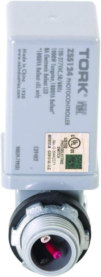 TORK ZSS124 Electronic Photocontrol Stem & Swivel-Advanced LongLife ZeroCross-Instant Response-8A LED Rated-105-305V, 1 Count (Pack of 1)...