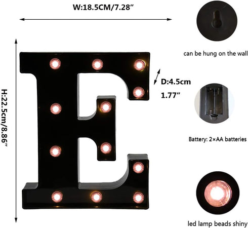 OYCBUZO Light Up Black Alphabet Marquee Letters Sign LED Marquee Number Lights Sign for Night Light Home Bar Christmas Lamp Birthday Party Wedding...