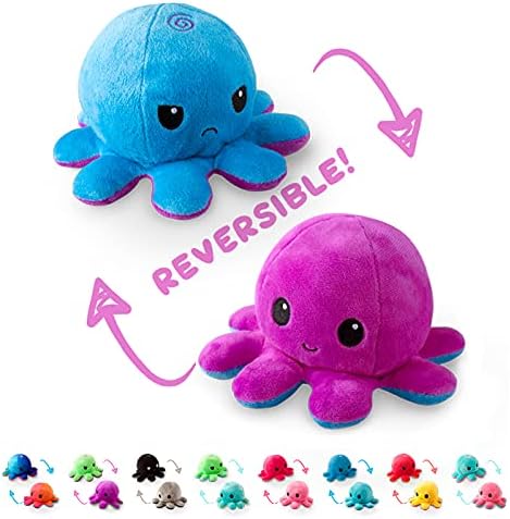 TeeTurtle - The Original Reversible Octopus Plushie - Sunset + Mermaid - Cute Sensory Fidget Stuffed Animals That Show Your Mood...