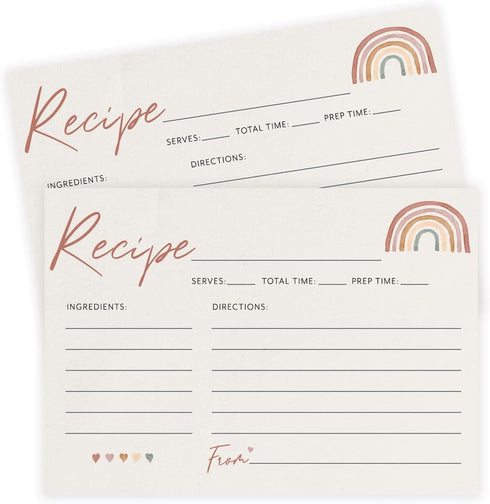 Printed Party Recipe Cards, Rainbow Boho Theme, Set of 50...