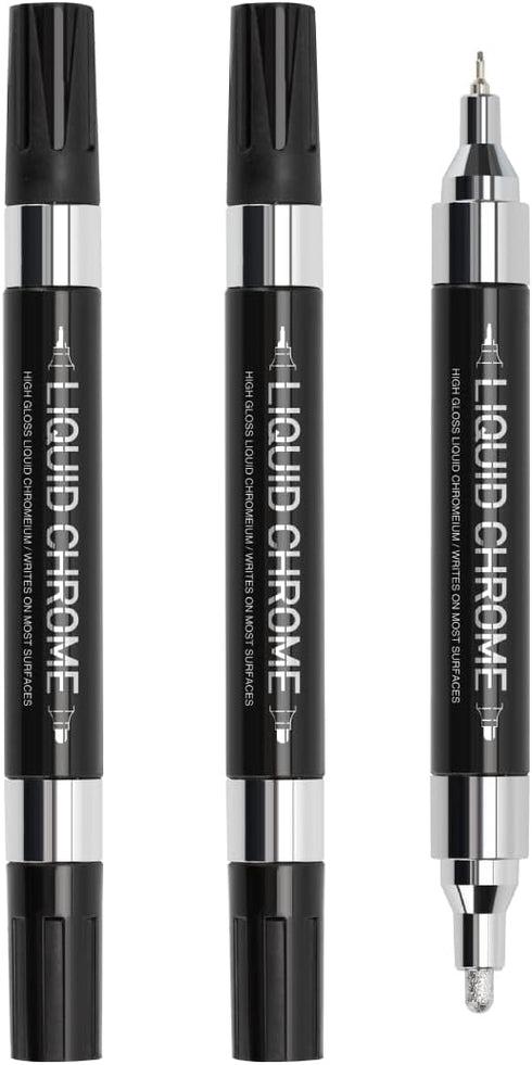 ZEYAR Liquid Chrome Marker Paint Marker, Shiny Silver Marker Pen for most surfaces, High-gloss display effects, Dual tips: Extra Fine and Medium P...