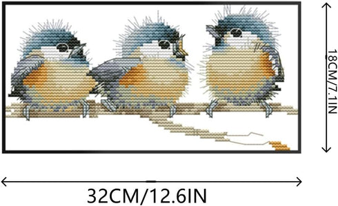 OHAOLYLE Cross Stitch Kits, Stamped Cross Stitching Kits Preprinted for Beginners DIY 11CT Hand Needlework Kits Embroidery Starter Kits Three Bird...