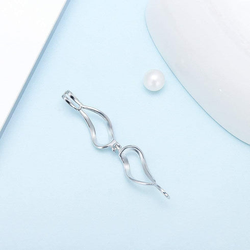 Sterling Silver Cage Pendant for Women, Twisted Waterdrop Design, Pearl Jewelry Making, Essential Oil Diffuser Lockets...