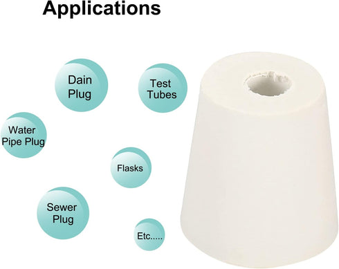 MECCANIXITY Rubber Tapered Plug 22mm to 28mm with Hole Test Tubes Bungs Stopper White for Lab Home 5 Pieces...