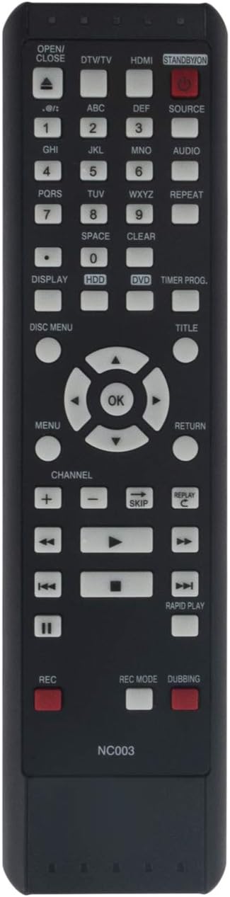 NC003UD NC003 Replace Remote Control fit for Magnavox HDD DVD Recorder DVDR Player MDR557H MDR533H MDR557H/F7 MDR533H/F7 MDR535H MDR535H/F7 MDR537...