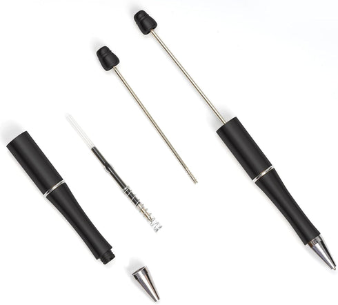 50Pcs Black Beadable Pens Plastic Bead Pen Black Ink Ballpoint Pens Diy Pens Cute Cool Pens for Journaling Students Teacher Bridal Graduation Gift...