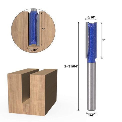 Yakamoz Industrial Grade 4Pcs 1/4" Shank Straight Dado Router Bit Set Double Flute Wood Milling Cutter Woodworking Tools, Cutting Diameter 1/4", 5...