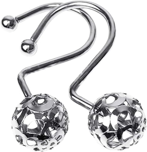 12Pcs Hollow Ball Shower Curtain Hooks Luxury Quality Rustproof Stainless Steel Shower Curtain Rings Hooks for Bathroom Rod (Chrome)...