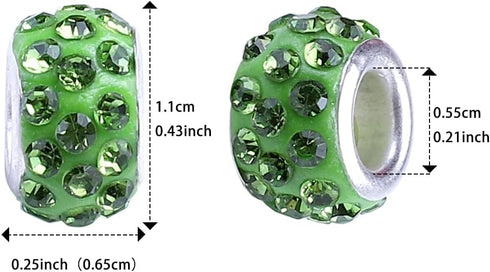 AIPRIDY Mixed Color or Single Color Polymer Clay European Spacer Beads, Crystal Rhinestone Charms Beads Rondelle Slide Bead Spacer for DIY Charm J...