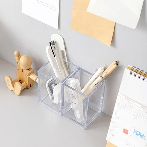 3 Pack Clear Acrylic Cosmetic Pencil Pen Holder Cup, Clear Makeup Brush Holder, Desk Acrylic Brushes Storage...