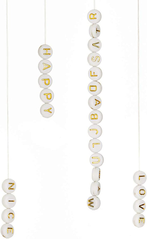 500 Pcs Acrylic Alphabet Letter Beads Gold On White Name Bracelets for Jewelry Making (goldonwhite) (goldonwhite)...
