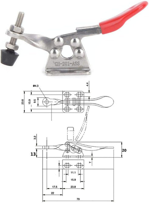 2pcs Toggle Clamps 304 Stainless Steel 27KG GH-201-ASS Quick Welding Fixture Hand Tool...