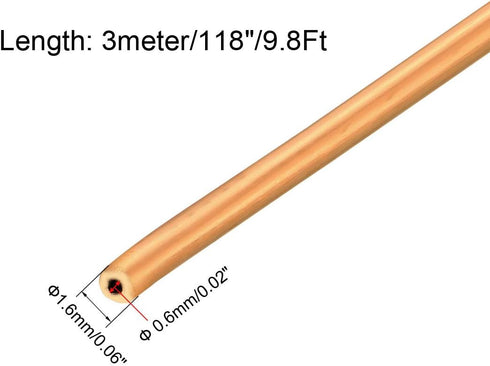 uxcell Refrigeration Tubing, 1/16" OD x 1/32" ID x 9.8 Ft Soft Coil Copper Tubing