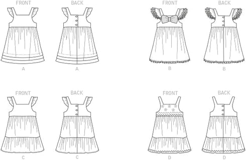 Butterick Toddlers' High Waisted Dress Sewing Pattern Kit, Design Code B6885, Sizes 1/2-1-2-3-4, Multicolor...