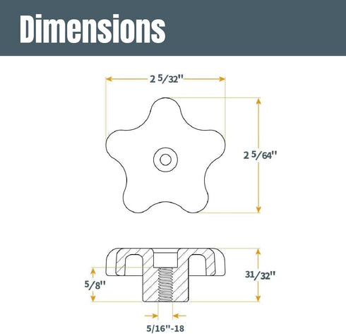 POWERTEC 71121V T Track Knob Kit w/Threaded Knobs and 5/16”-18 T Track Bolts, 16 Piece Set, T Track Accessories for Woodworking Jigs and Fixtures...