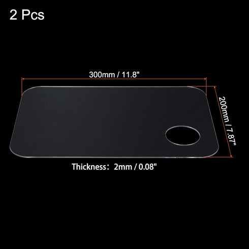 PATIKIL Acrylic Paint Pallet, 2Pcs Rectangle Paint Tray Palette Painting 8x12x0.08 with Thumb Hole for Watercolor Gouache DIY Art Craft Clear...