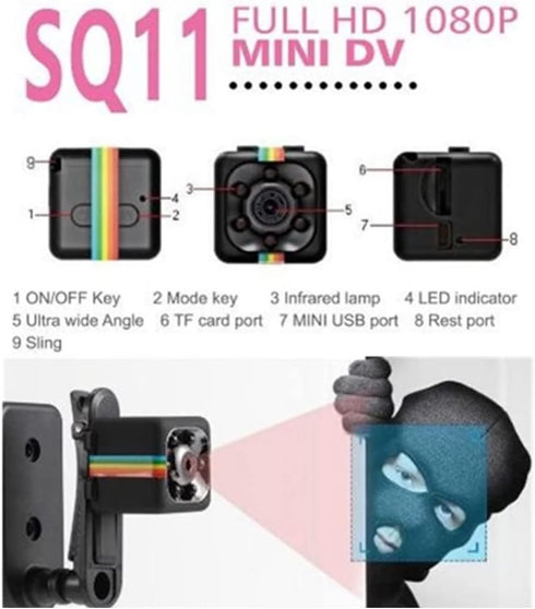 Webcam Mini Camera SQ11 HD Camcorder SQ8 SQ9 Upgrade Night Vision Mini Cam 1080P Sports Mini DV Voice Video Recorder(Black)...