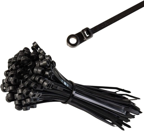 GTSE 100 Pack Of Black Screw Mount Head Zip Ties, 4" x 0.1", Zip Ties With Screw Hole...