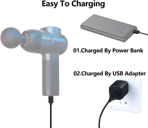Massage gun charger, USB C AC Adapter Charger Cable Cord Compatible for Bob and Brad T2 C2 Q2 Mini Massage Gun...
