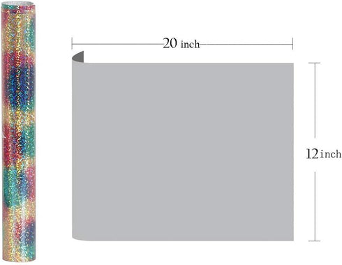 Sunice 12"x20" Sheet Holographic Color HTV Vinyl Roll for DIY T-Shirts Heat Transfer Vinyl Roll Iron on Transfer for Fabrics Heat Press Design...