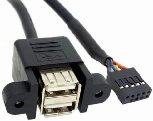 ANRANK 50cm Dual USB 2.0 Type A Female to Motherboard 9Pin Header Cable Adapter with Screw Panel for Computer, Tablet, Printer, Barcode Scanner, C...