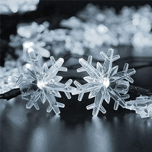 Dazzle Bright 100 LED Solar Christmas Snowflake Lights Outdoor, 39 FT Solar Powered Snowflake String Lights Waterproof for Xmas Tree, Holiday, Wed...
