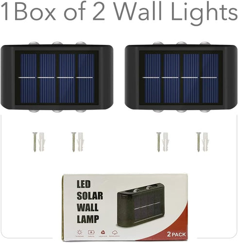 Solar Fence Lights Outdoor Wall Lights Solar Powered LED Sconce Waterproof Up and Down LED Lighting for House Deck Steps Patio Landscape Garage Ba...