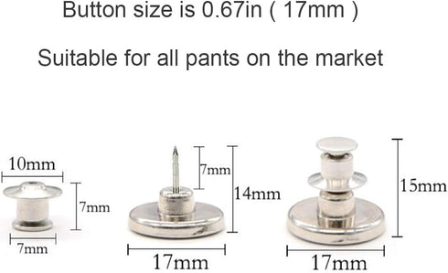 Button pins for Jeans, No Sew and No Tools Instant Jean Button Pins for Pants,4 Sets Replacement Buttons, Simple Installation, Reusable and Adjust...