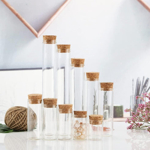 10PCS 60ml/2oz Empty Clear Borosilicate Glass Test Tubes Flat Test Tubes with Cork Stoppers Vials Jars Container Holder Message Bottle for Scienti...