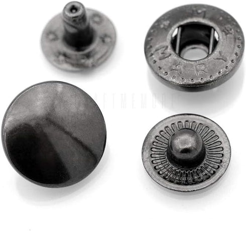 CRAFTMEMORE 10 Pack Snap Fasteners Color Plated Solid Brass Metal Snaps Heavy Duty Press Stud S-Spring Poppers Button VT2#665 (10 mm, Gunmetal Bla...