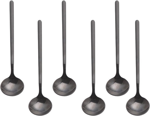 6 PCS Black Coffee Spoons, 18/8 Stainless Steel Espresso Spoons, 5.2 Inches Vogue Mini Tea Spoon, Cappuccino Stirring Small Spoon for Dessert, Ice...