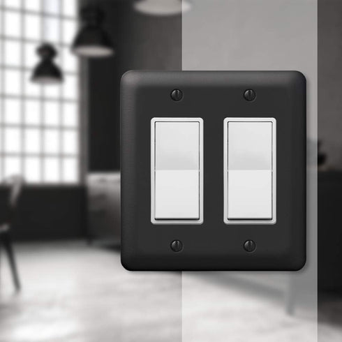 Amerelle 935RRBK Devon Wallplate, 2 Rocker, Steel, Black, 1-Pack...