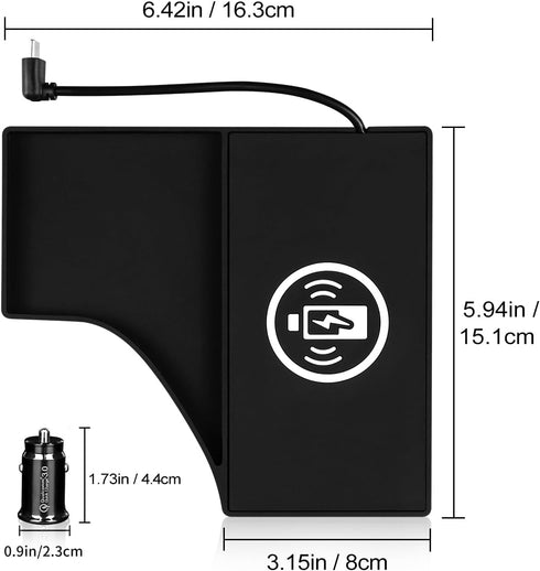 for Nissan Sylphy/Sentra 2020 2021 2022 2023 Wireless Phone Charging Pad Silicone Material Dual Charging Ports Charger Station 15W Adapter for Sma...