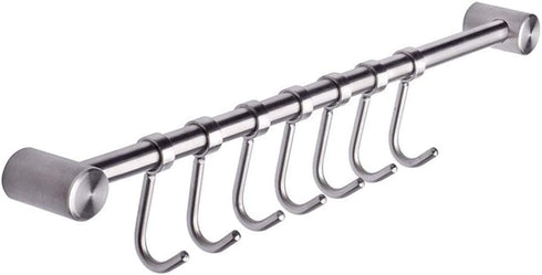 304 Stainless Steel Kitchen Utensil Racks with 7 Sliding Hooks Hangers Wall Mounted 15"...