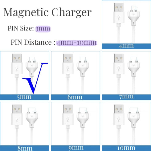 Magnetic USB DC Charger Cable Replacement Charging Cord, 31.4Inch Long- 5mm/0.2in, for Toys/Facial Cleanser/Electric Toothbrush/Flashlight/Juicer ...