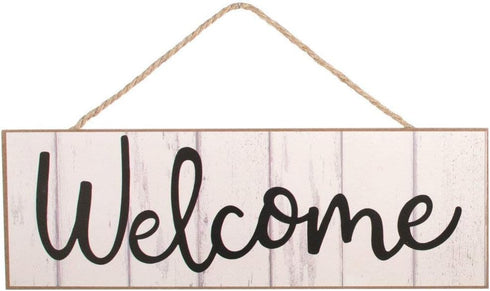 GiftWrap Etc. White Wooden Welcome Fence Sign - 15" x 5", Rustic White Wood Wall Decor, Porch, Christmas, Front Door, Wreath, Swag, Office, Garlan...