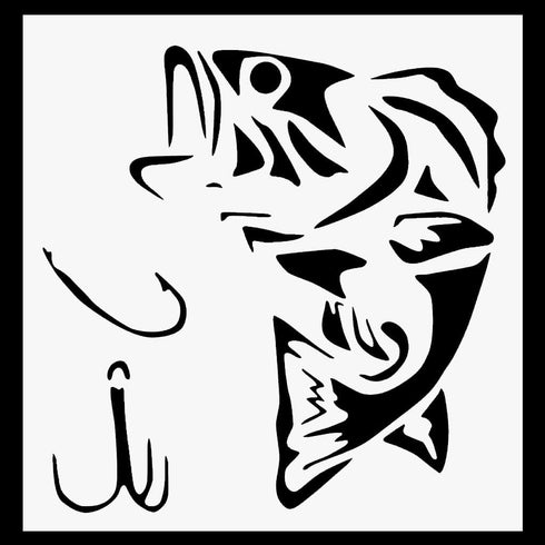 Fish Stencil, Bass Fish Stencil,Fishing Stencil - Fish Stencils for Painting on Wood, Canvas, Paper, Fabric, Wall, and Furniture - Art and Craft S...