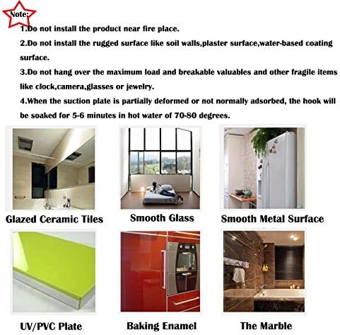 Clear Plastic Suction Cup Hooks, 6 Pack Ultra Heavy Duty Power Lock Vacuum Traceless Smooth Waterproof Oil-Proof Wall Shower Kitchen Window Bathro...