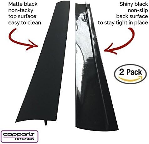 Capparis Kitchen Silicone Stove Counter Gap Cover, Easy Clean Heat Resistant Wide & Long Gap Filler, Seals Spills Between Counter, Stovetop, Oven, Washer & Dryer, Set of 2 (25 Inches, Black)