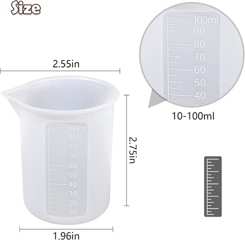 Moukiween 10pcs Silicone Measuring Cups for Resin,100ml Mixing Cups for Resin DIY Craft Jewelry Making Paint Pouring Cup, Non-Stick Clearer Precis...