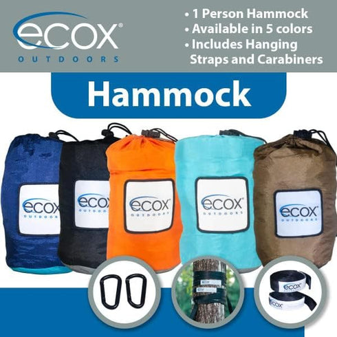 Outdoors Parachute Hammock Single with 2 Tree Straps, Portable Lightweight Nylon Comfortable for Backpacking, Camping, Travel, Beach, Backyard, Pa...