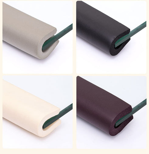 M2cbridge U Shape Extra Thick Furniture Table Edge Protectors Foam Baby Safety Bumper Guard 6.5 Ft (Black with 4 Corners)...