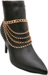 Women Western Fashion Anklet Boot Chain Bracelet Gold Metal Shoe Back Side Wave Multi Strand Charm...