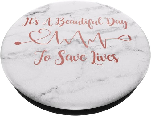 It's A Beautiful Day To Save Lives Rose G Stethoscope Marble PopSockets PopGrip: Swappable Grip for Phones & Tablets PopSockets Adhesive PopGrip...