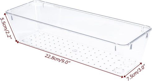 4 PCS Clear Plastic Drawer Organizer, Desk Drawer Divider Organizers and Storage Bins for Makeup, Jewelry, Gadgets for Kitchen, Bedroom, Bathroom,...