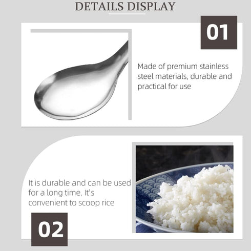 Kichvoe Rice Scooper 3pcs Rice Paddle Spoon Stainless Steel Rice Scoop Metal Serving Spoon Cooking Utensil Rice Servers Soup Ladle Oil Skimmer Spo...