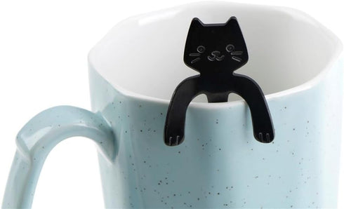OBANGONG 4 Pcs Coffee Spoon Set - Mini Cat Hugging Kitty Tea Soup Sugar Dessert Appetizer Seasoning Bistro Hanging Cup Spoon...